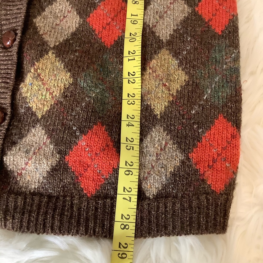 Vintage Gap Sweater Cardigan Diamond 100% Wool Preppy Grandpa Argyle Women's L - Picture 8 of 10